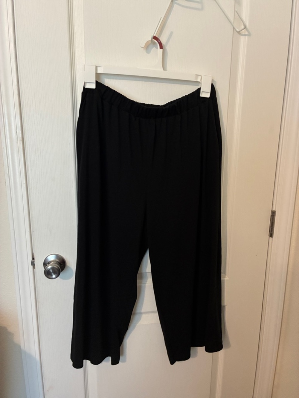 Elastic-Waist Black Wide-Leg Pants
